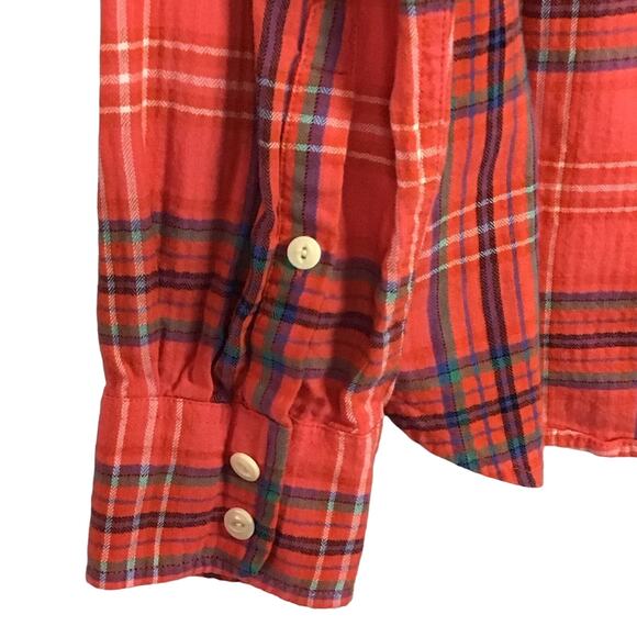 J. Crew Boy Fit Shirt Red Scotch Tartan Plaid Button Up Down Top Western sz 8 - Picture 4 of 11